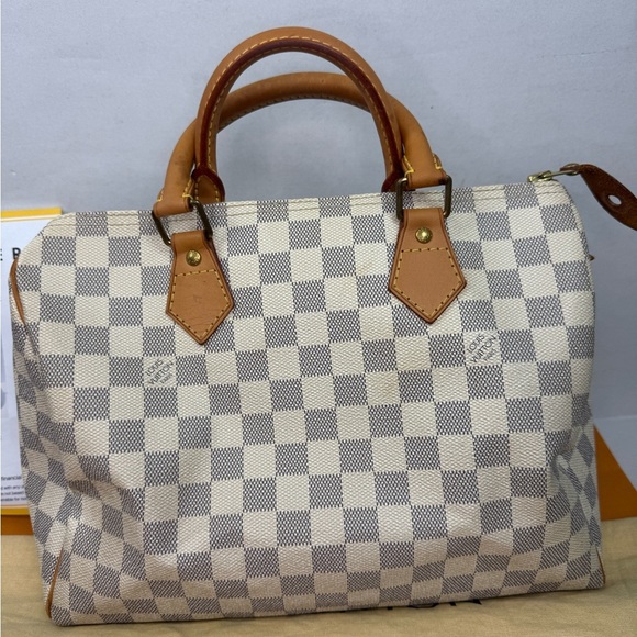 LOUIS VUITTON Damier Azur 30 Canvas Speedy Handbag Made in France. - Picture 2 of 16